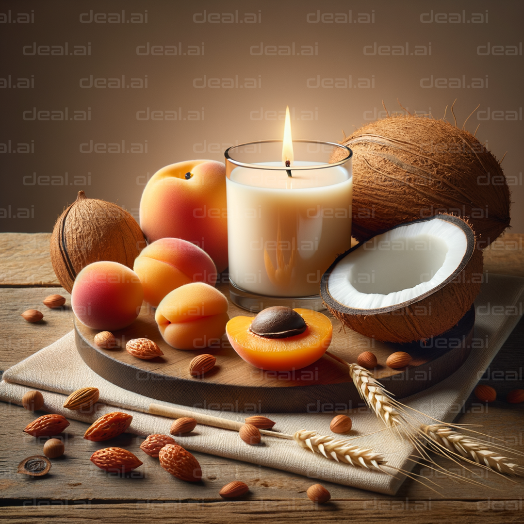 "Cozy Candlelit Fruit and Nut Display"