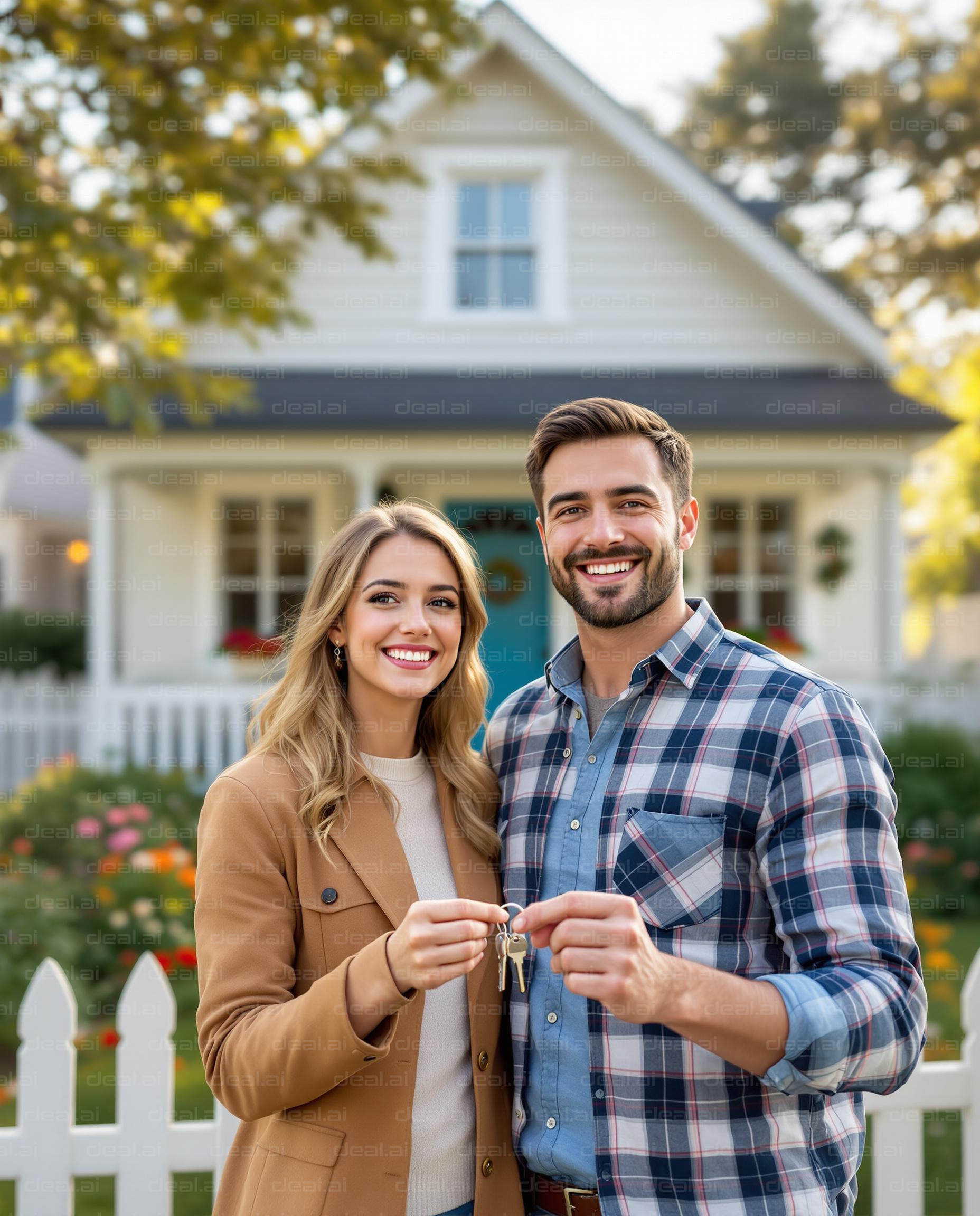 "Excited Homeowners with New Keys"