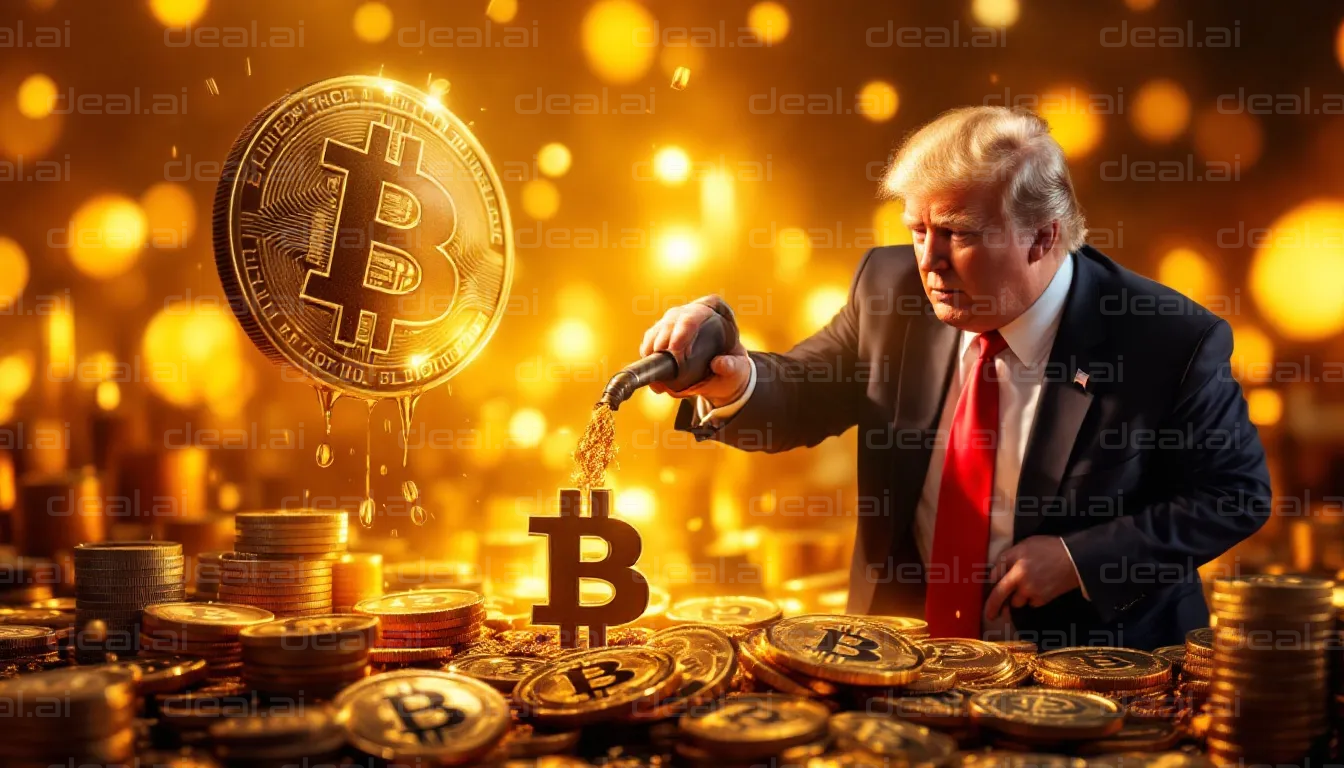 Man with Bitcoin and Gold Coins