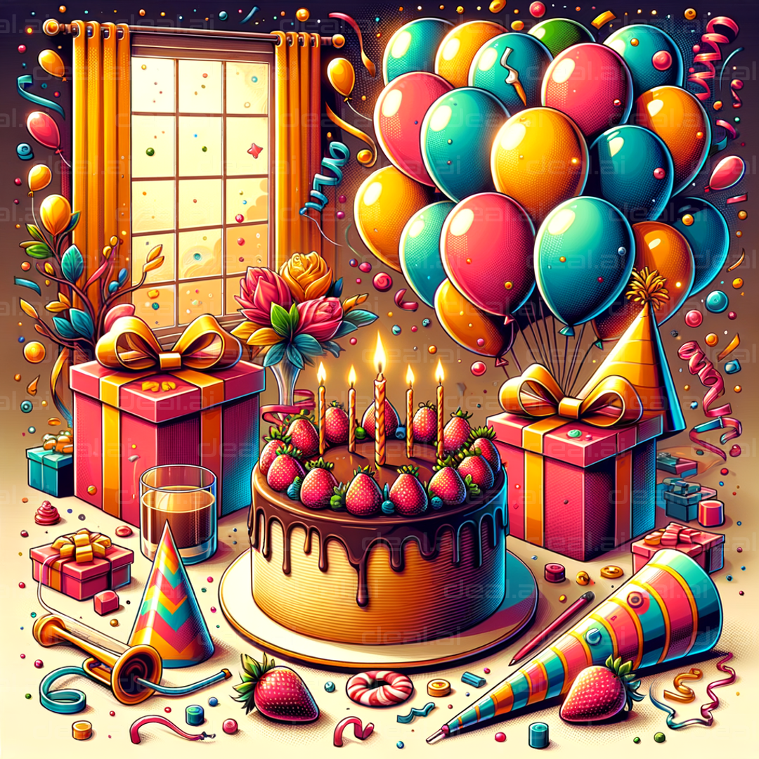 "Vibrant Birthday Celebration Art"