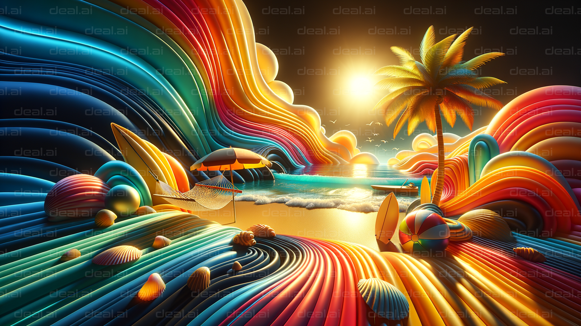 Vibrant Dreamscape Beach Sunset