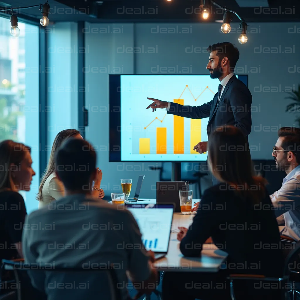 Business Meeting with Sales Presentation