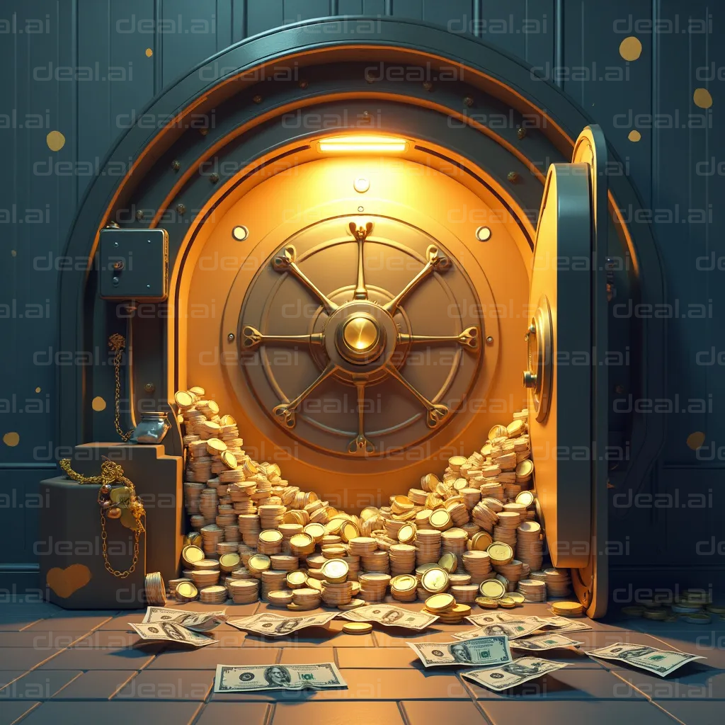 Vault Overflowing with Coins and Cash