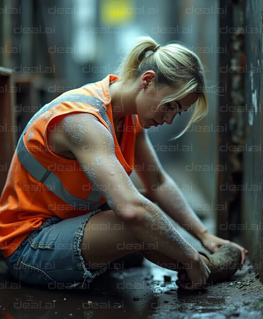 "Reflective Worker in Construction Zone"