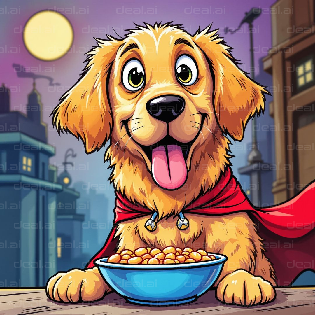 Super Pup Enjoys a Bowl of Treats!