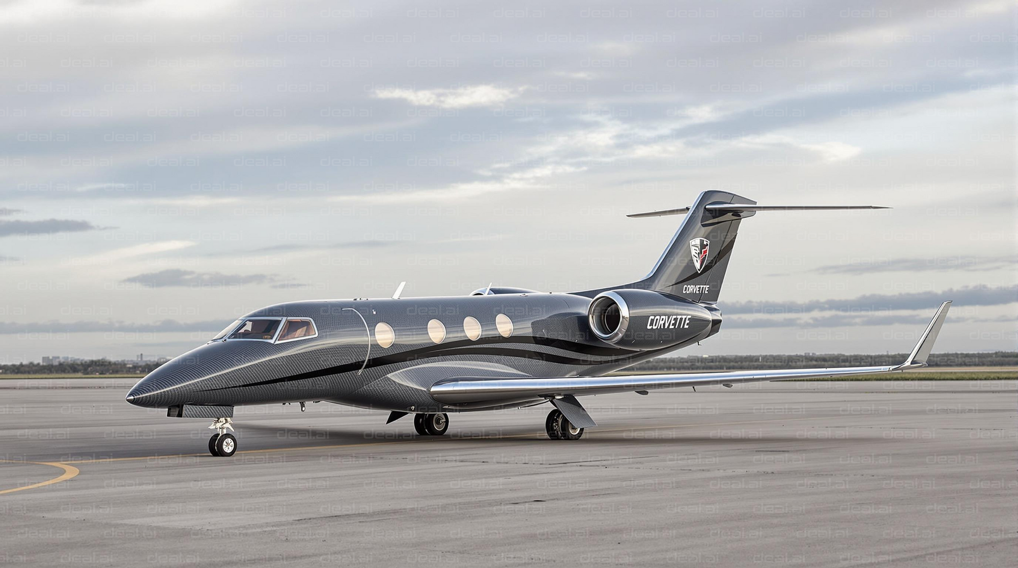 Sleek Private Jet on Runway