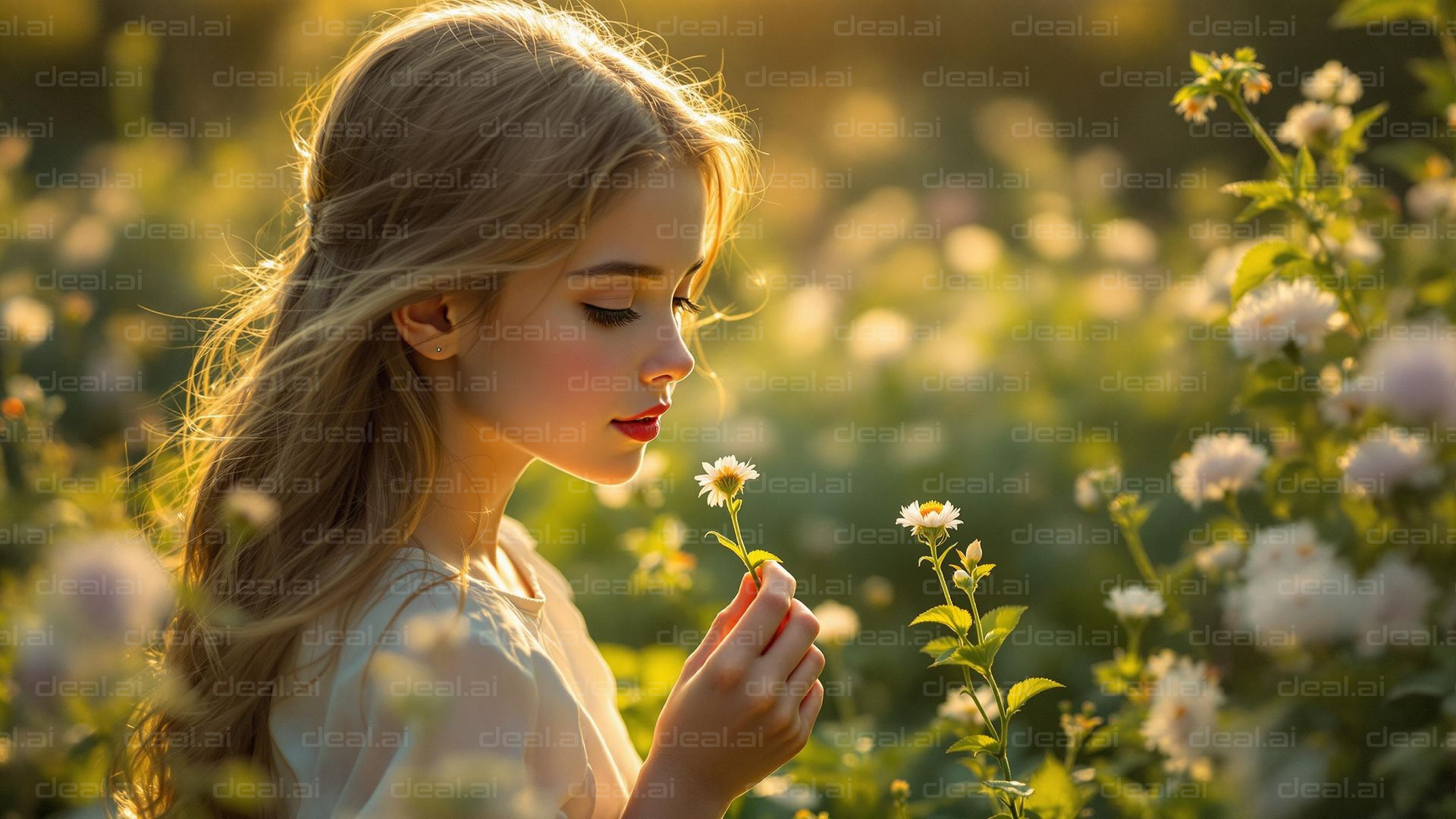 "Girl in Blossoming Meadow"