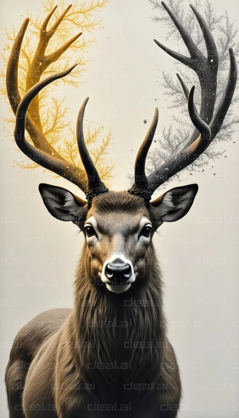 "Duality of Nature: Deer with Twin Antlers"