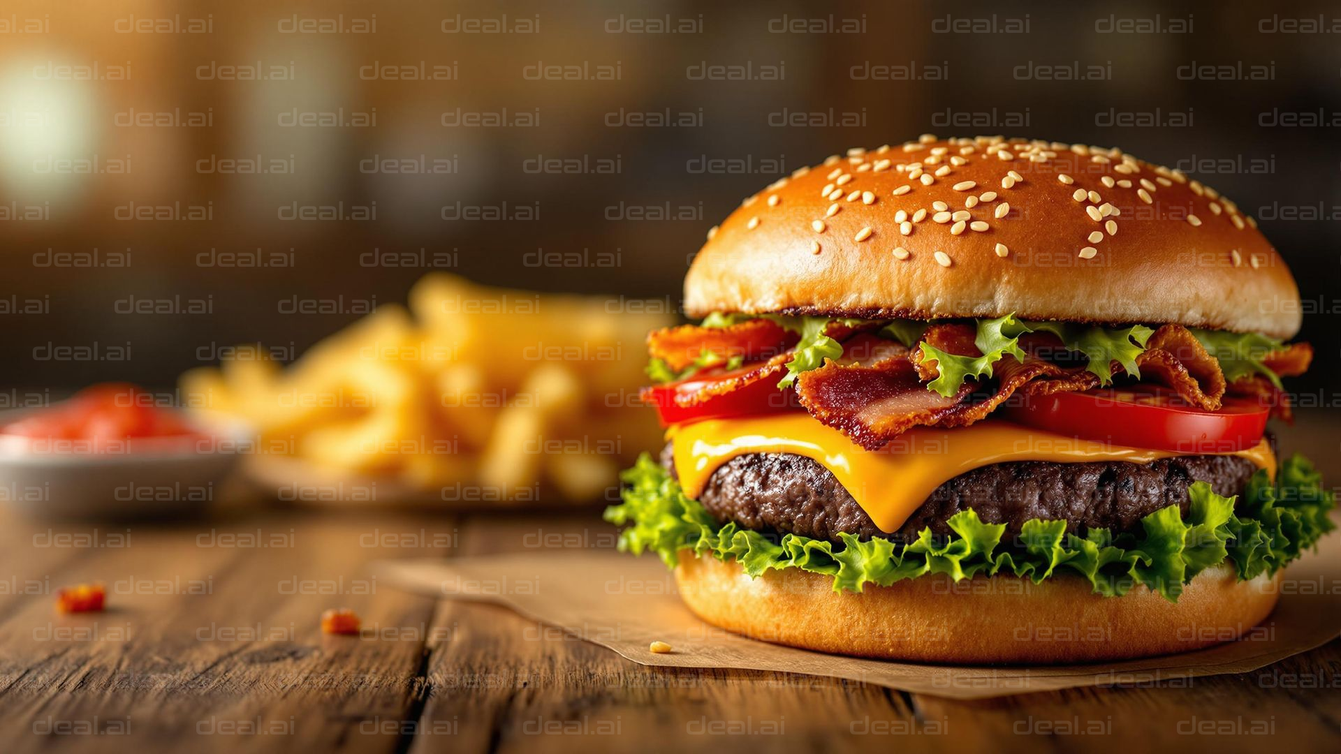 Delicious Cheeseburger and Fries