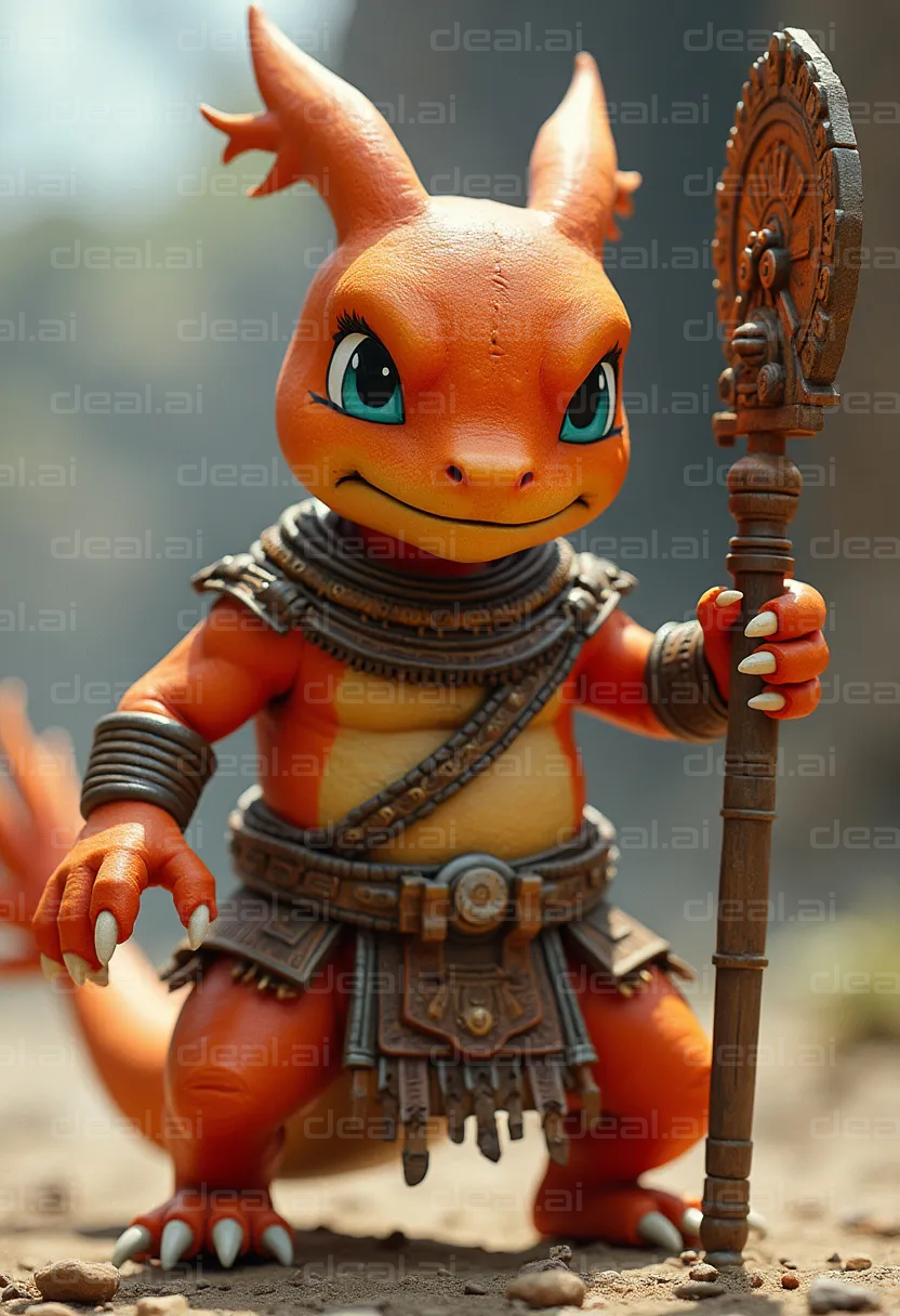 "Fantasy Creature with Staff"