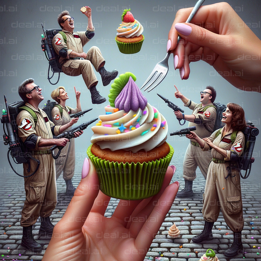 Ghostbusters Enjoy Giant Cupcake Feast