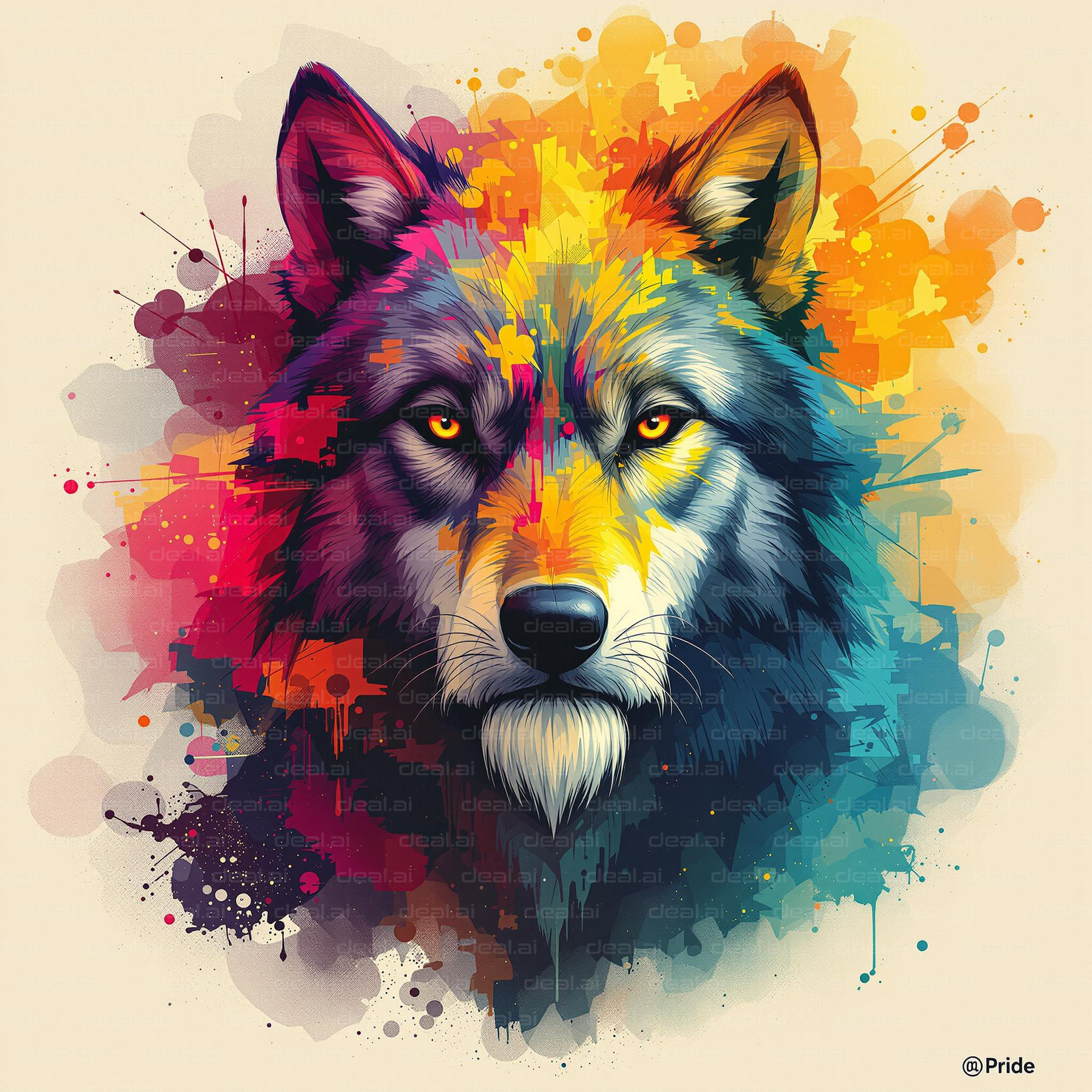 "Vibrant Wolf Illustration"