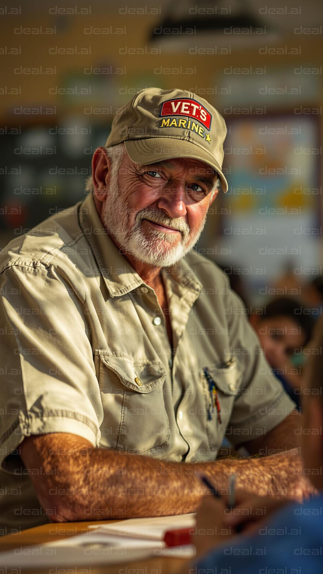 Marine Veteran in Classroom Setting