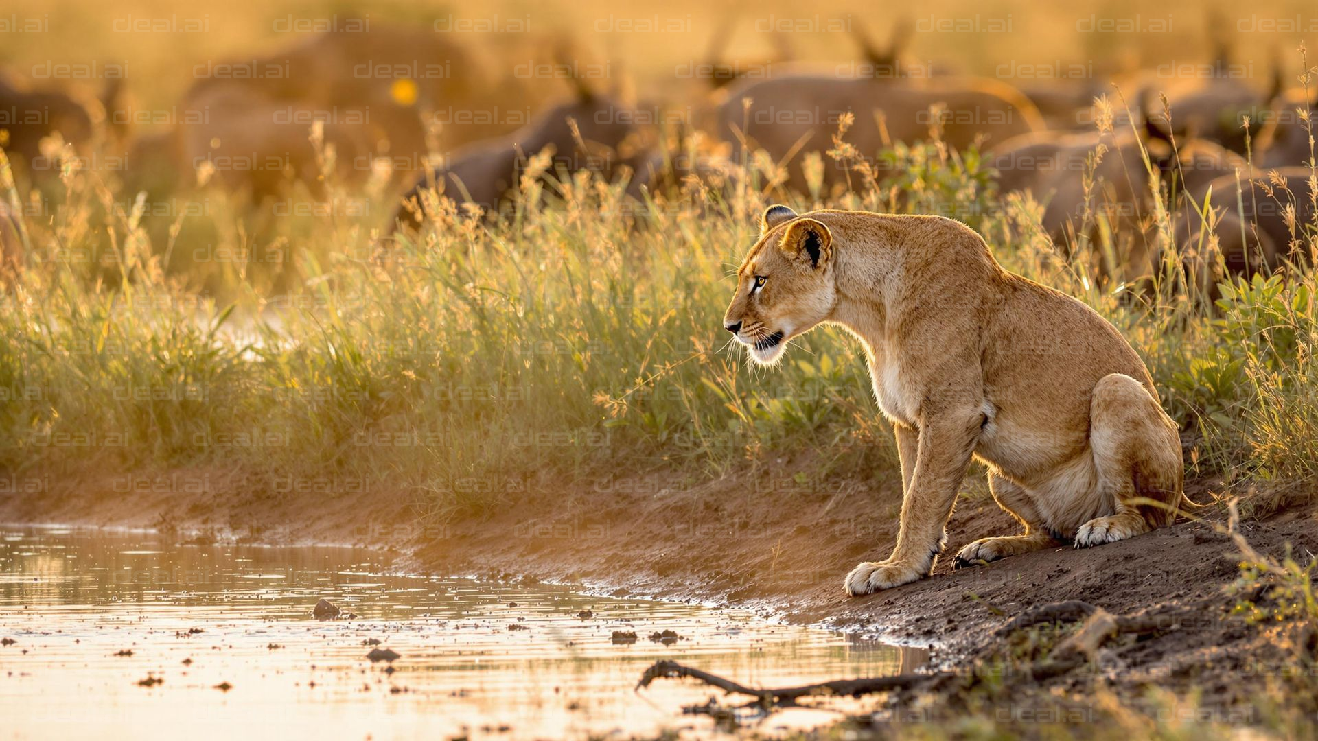 Lioness by the Water's Edge