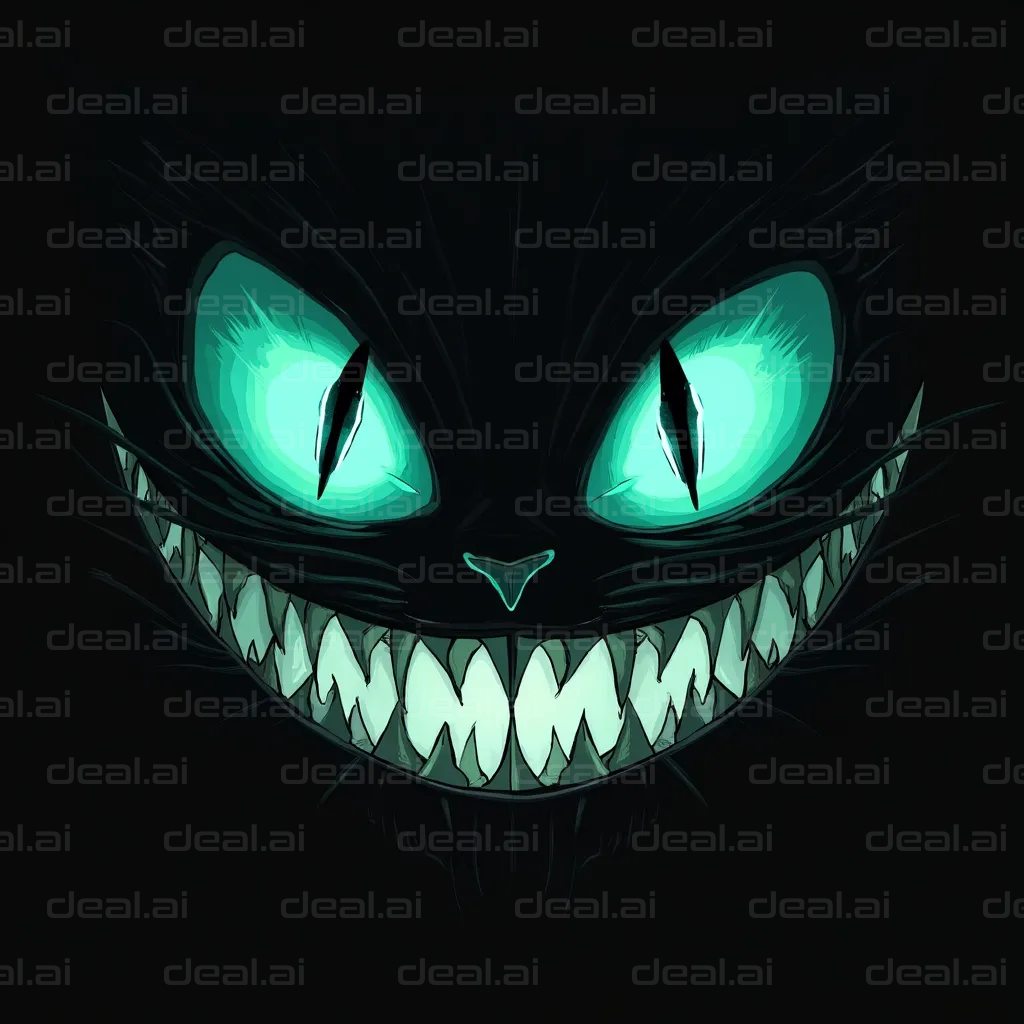"Eerie Grin: Glowing Cat Eyes"