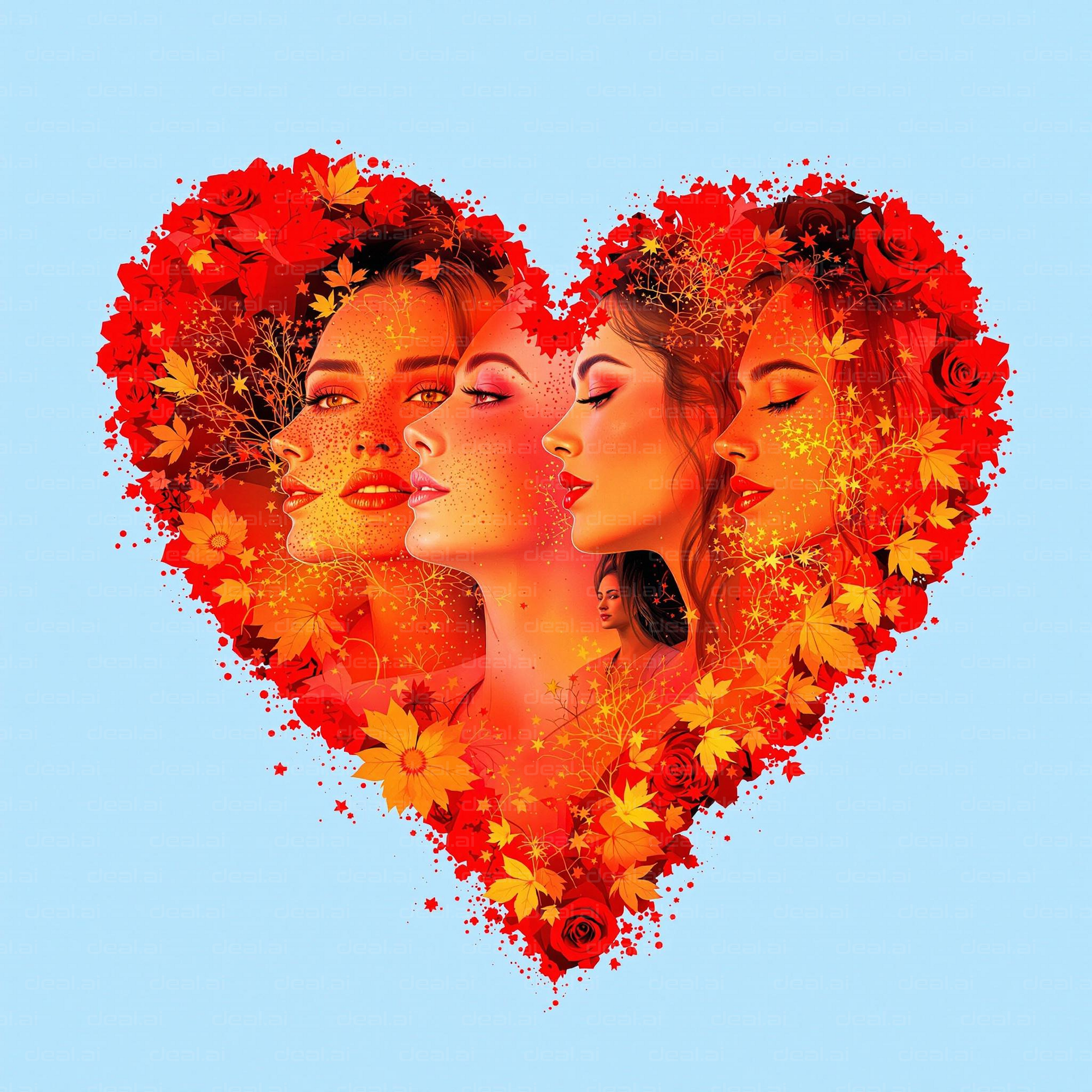 "Faces in a Floral Heart"