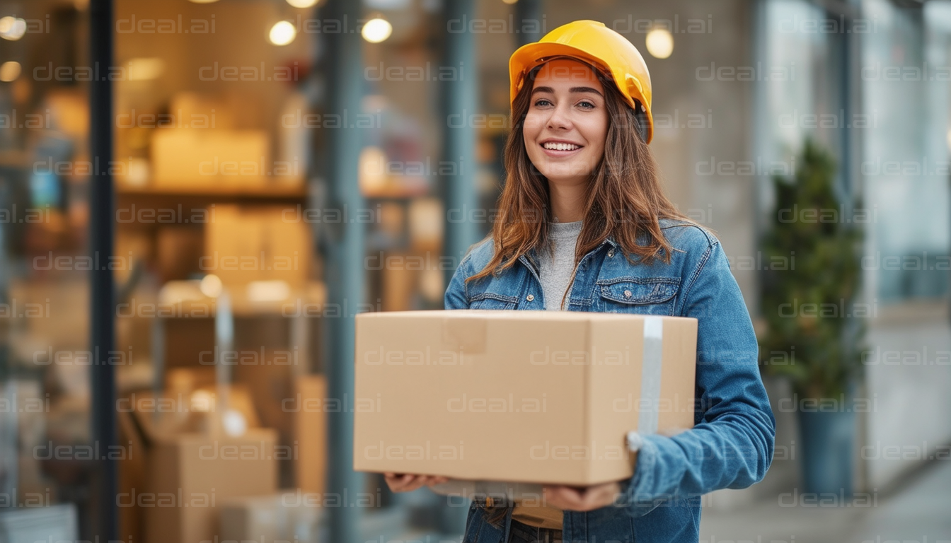 Smiling Worker with a Package