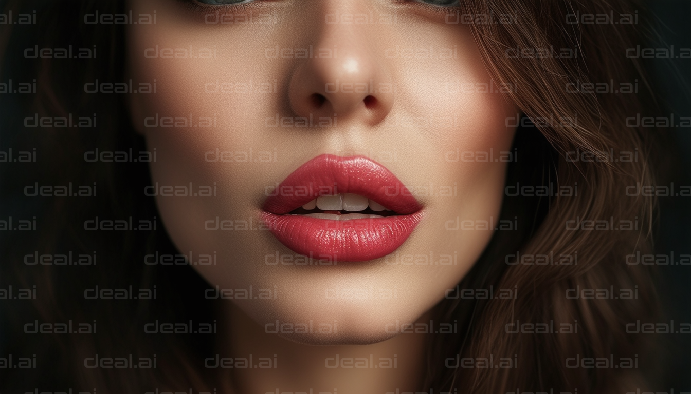 "Luscious Red Lips Close-Up"