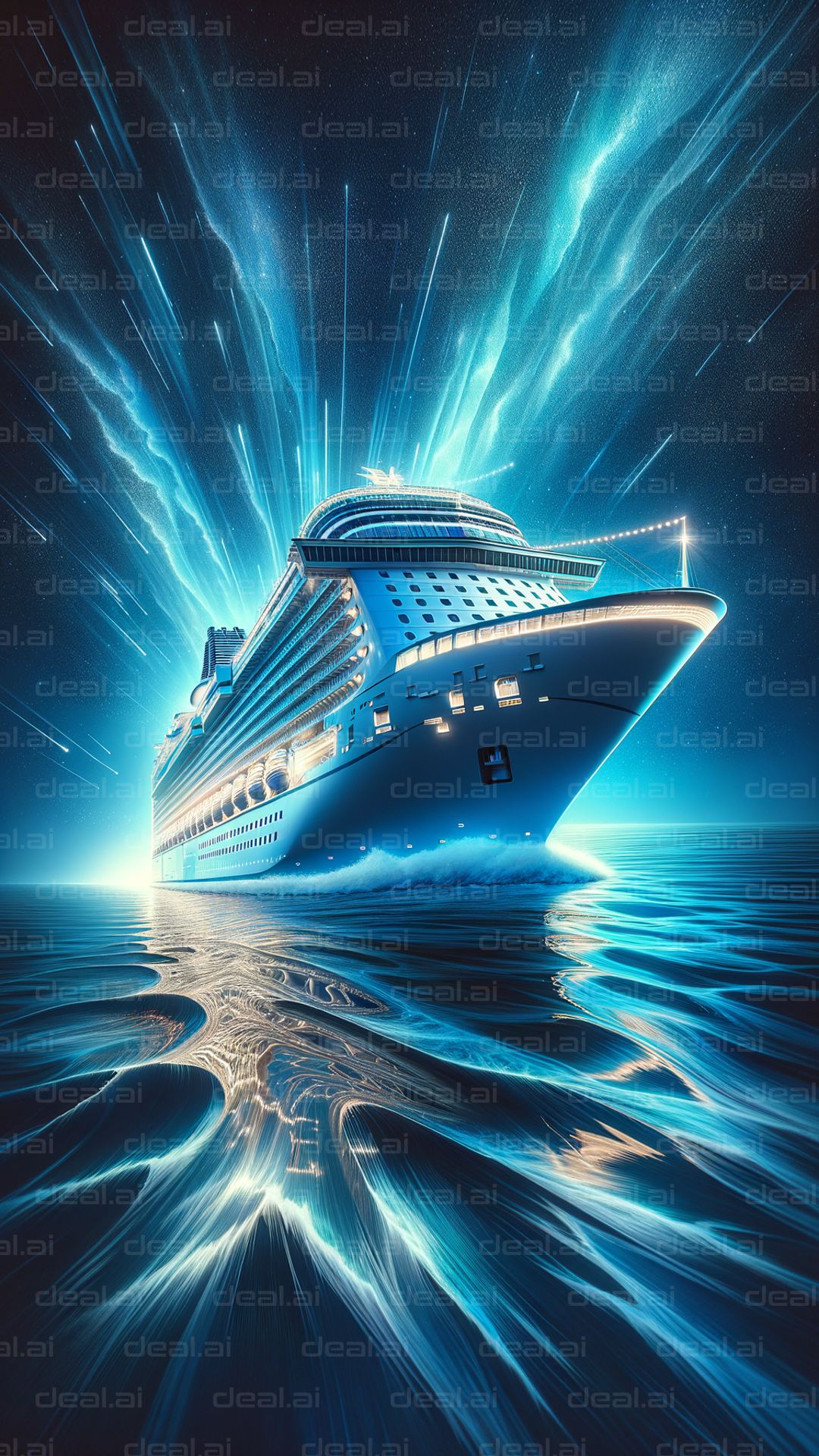 "Majestic Cruise Under Starry Sky"