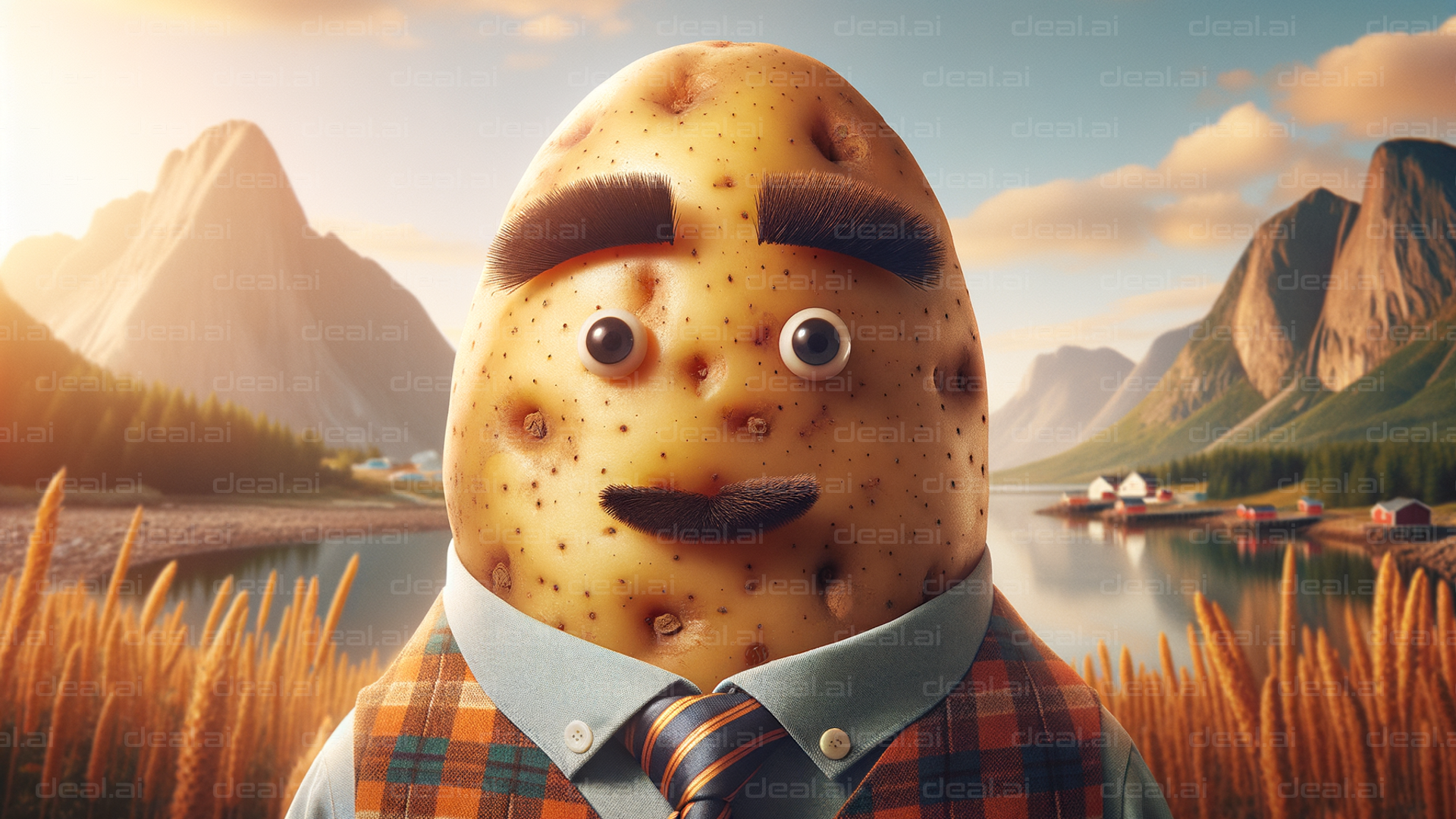 Potato in a Suit by the Lake