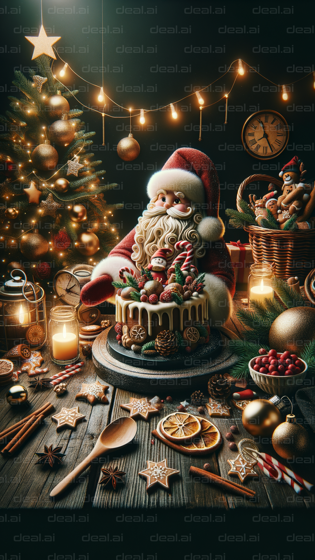 "Festive Santa Cake with Holiday Decor"