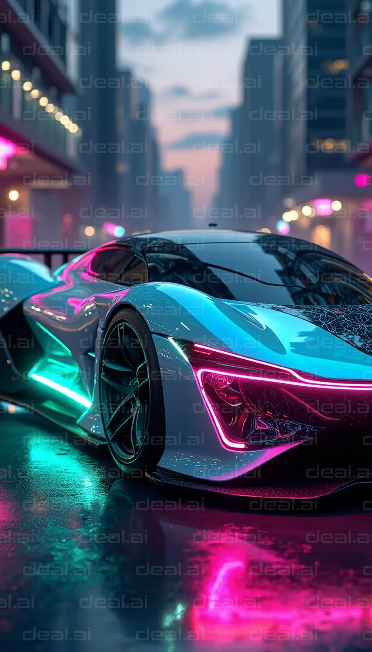 Futuristic Supercar in Neon Lights