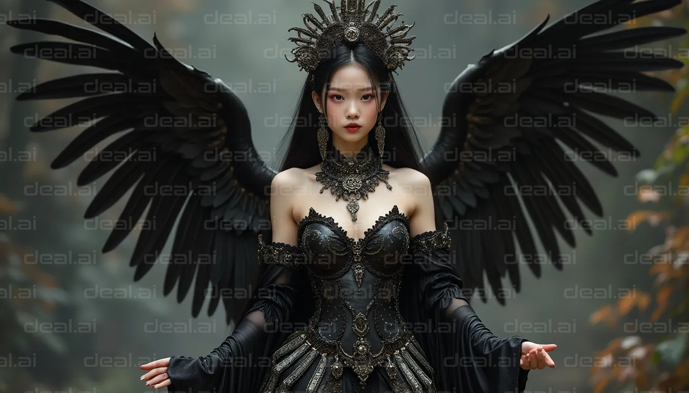 Gothic Angel in Black Armor