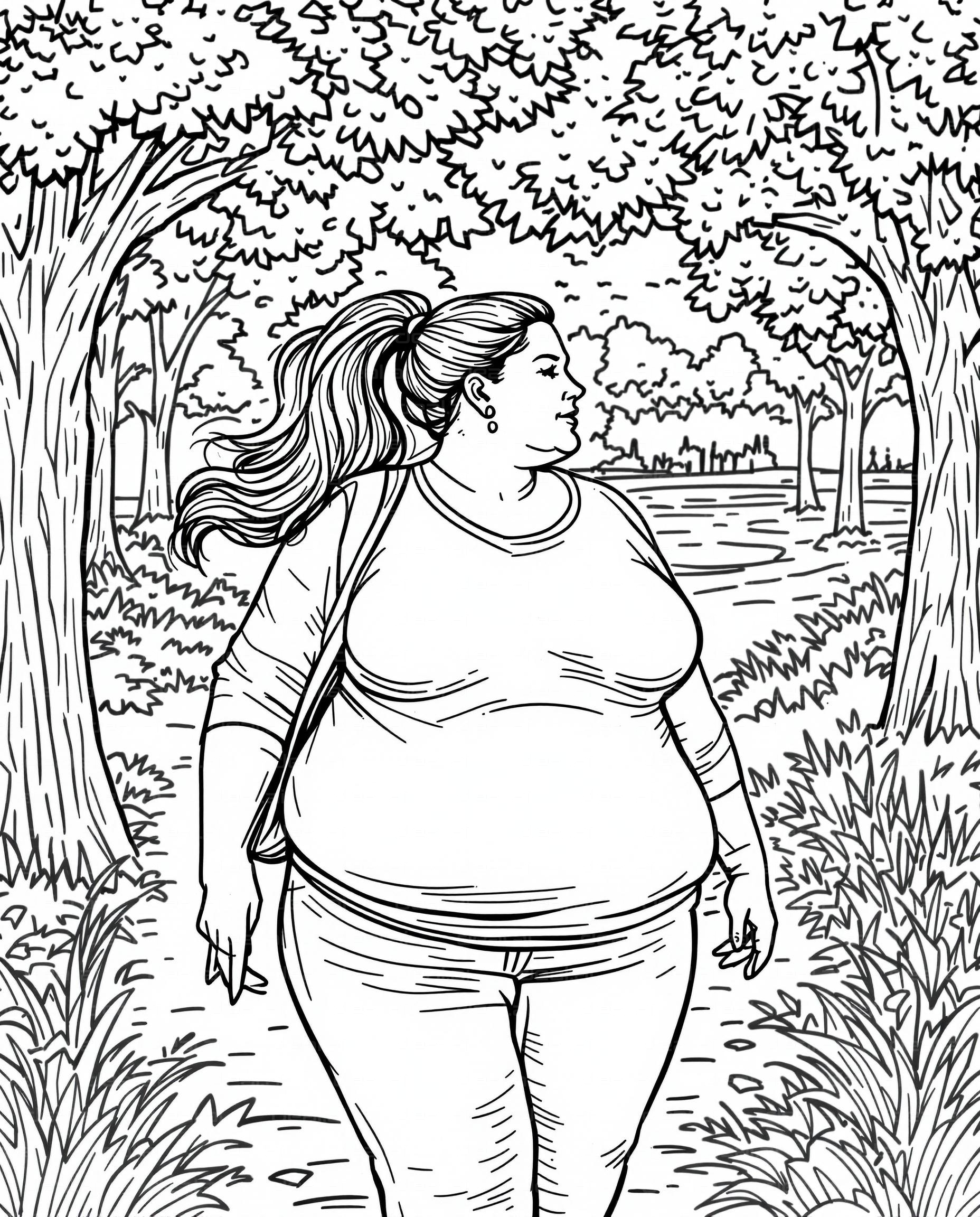 Woman Strolling Through the Park