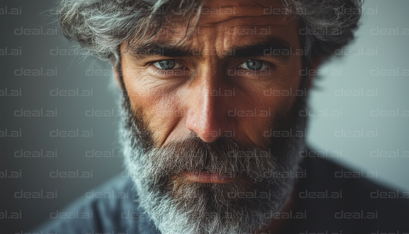 Intense Gaze with a Silver Beard