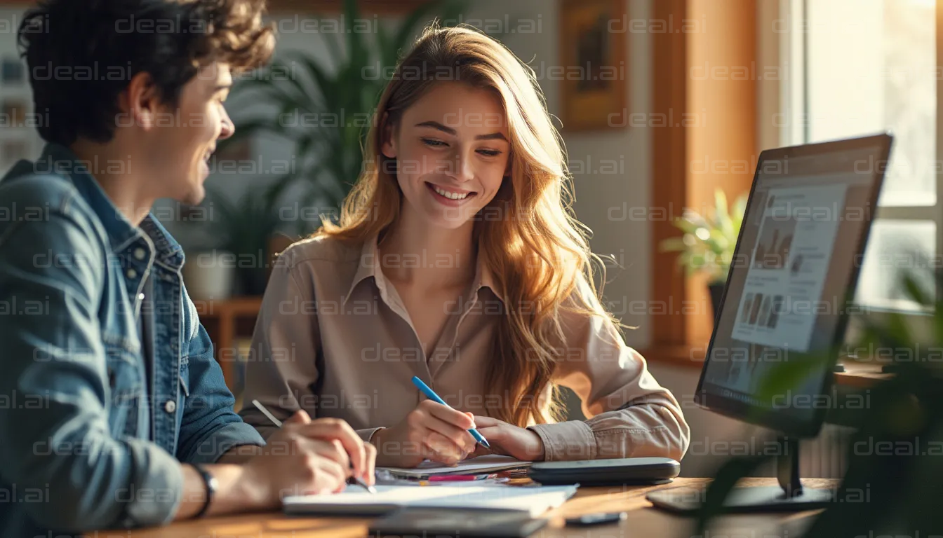 Collaborative Teamwork at Desk