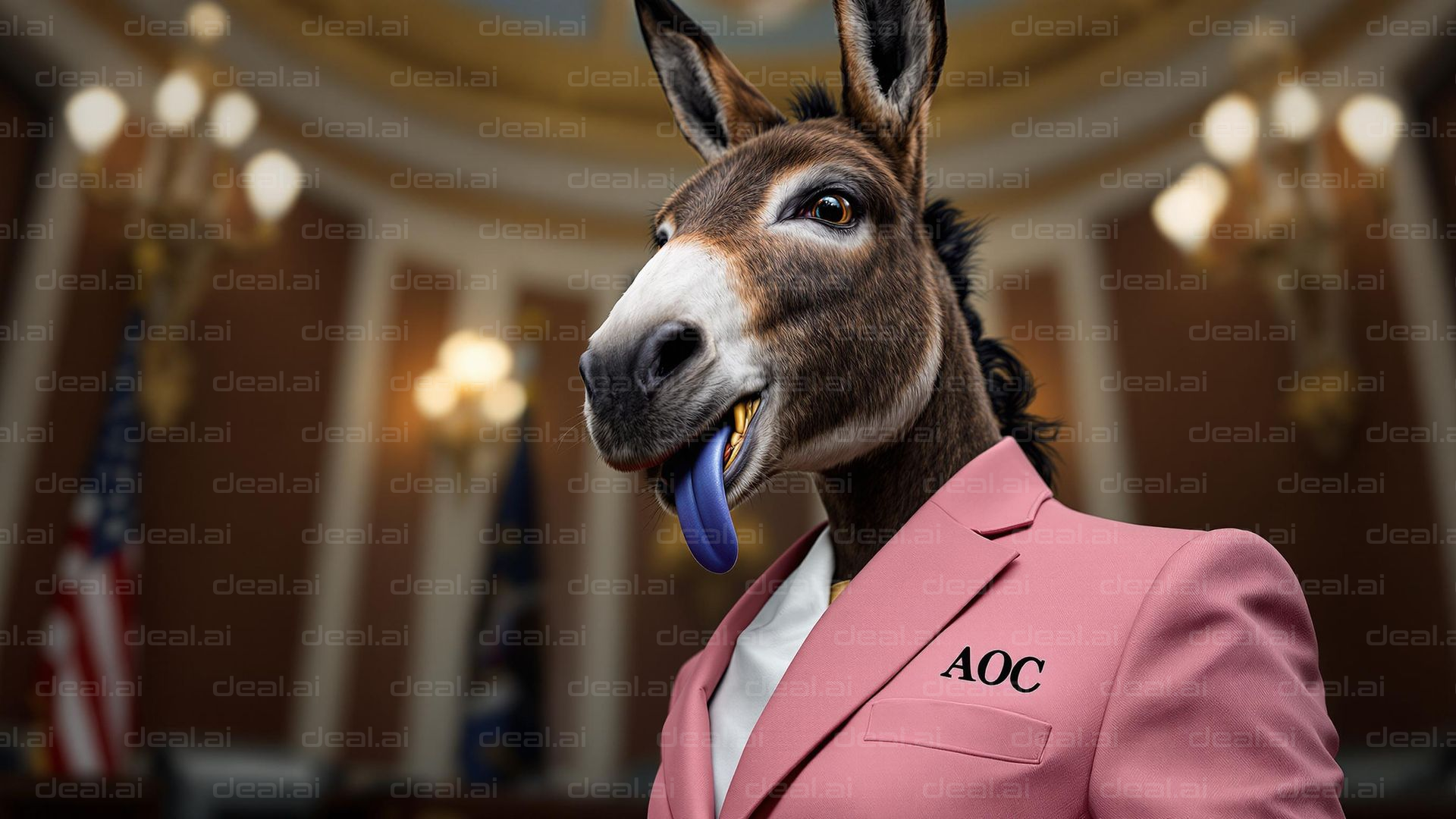 "Donkey in Pink Suit in Congress"