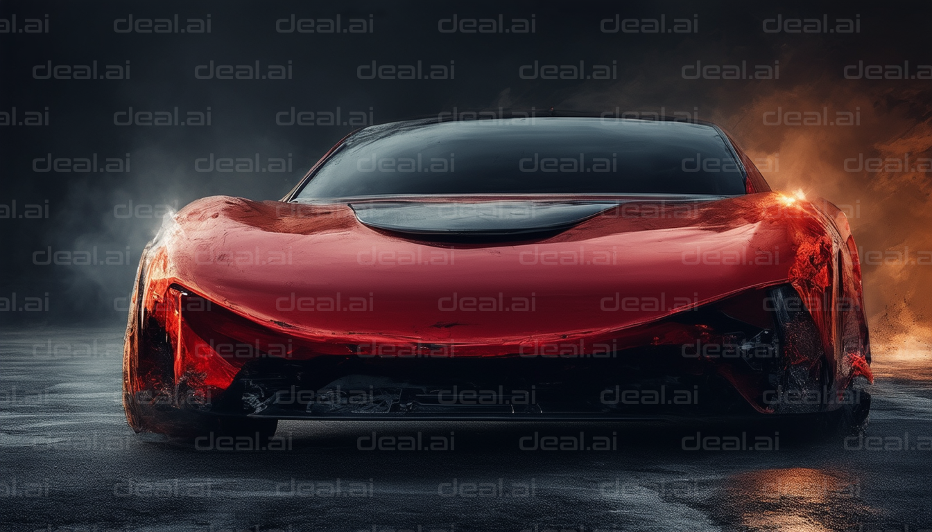 Fiery Red Sports Car in Dark Atmosphere