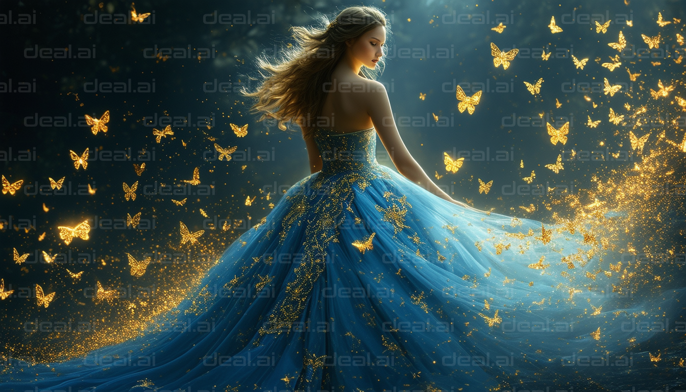 Enchanted Evening with Golden Butterflies