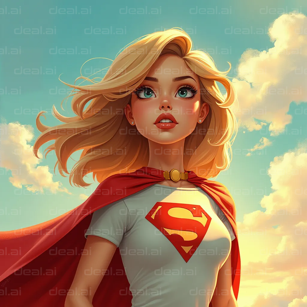 "Blonde Superheroine in the Sky"