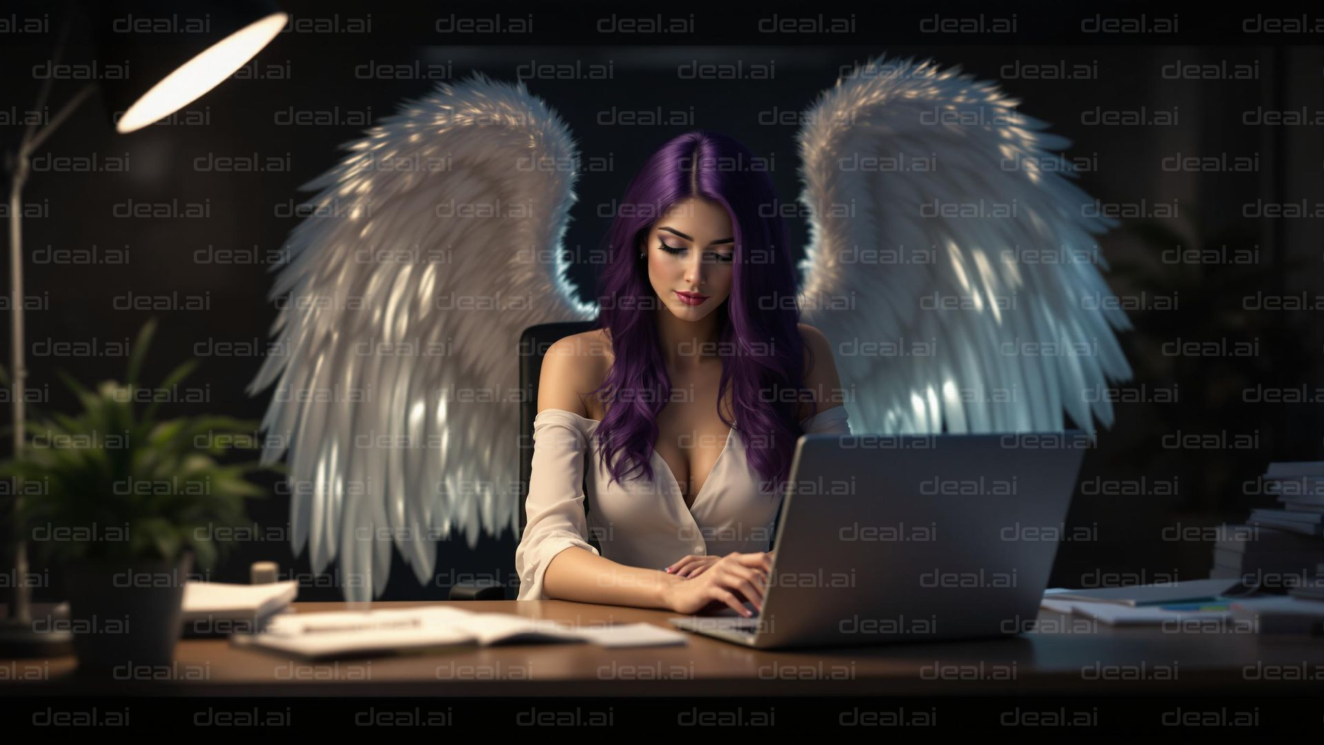"Angel at Work in the Office"
