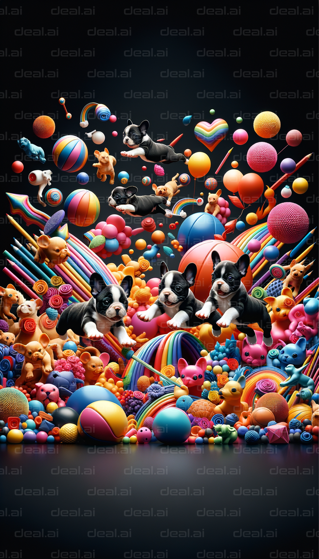 "Puppy Playtime in a Colorful Wonderland"