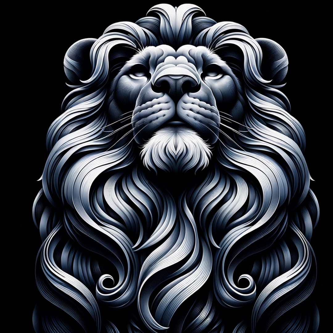 "Majestic Lion with Flowing Mane"