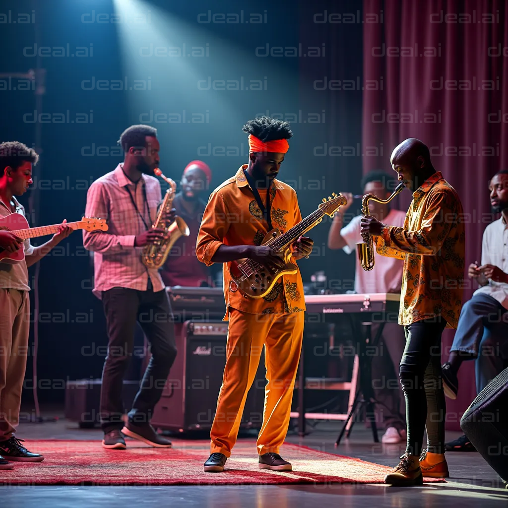 "Enthusiastic Jam Session on Stage"