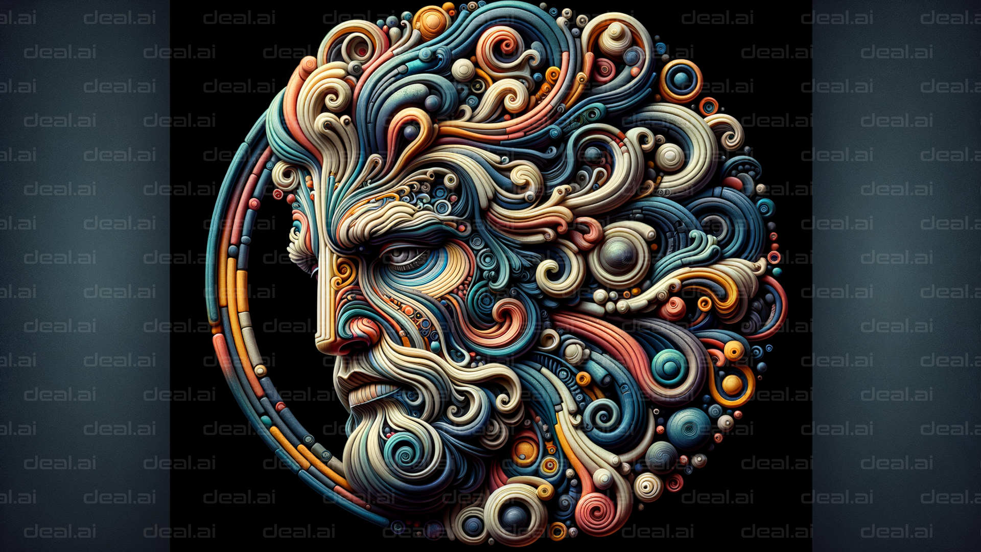 "Intricate Swirls in Abstract Portrait"