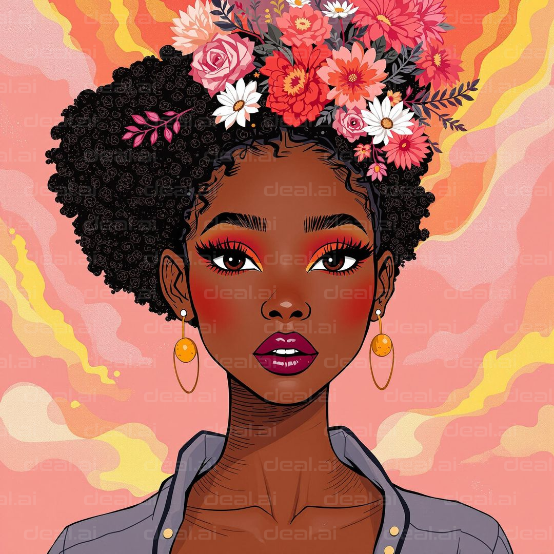 "Floral Elegance in Portrait"