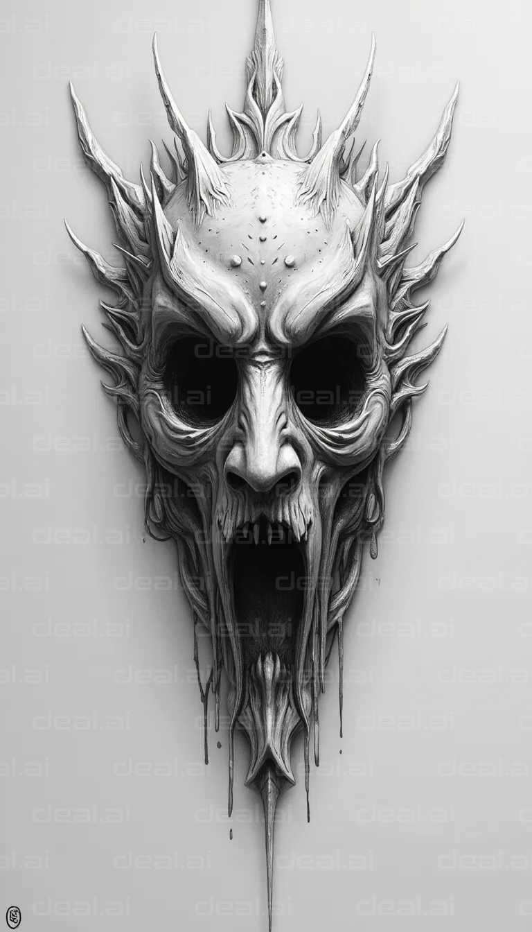 "Spiky Horror Mask with Dripping Effect"