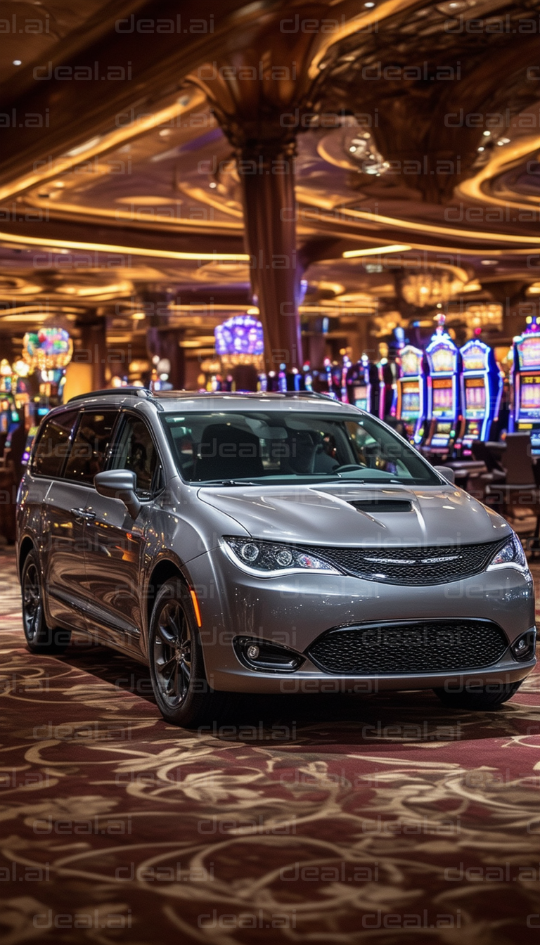 Minivan in a Vibrant Casino Setting