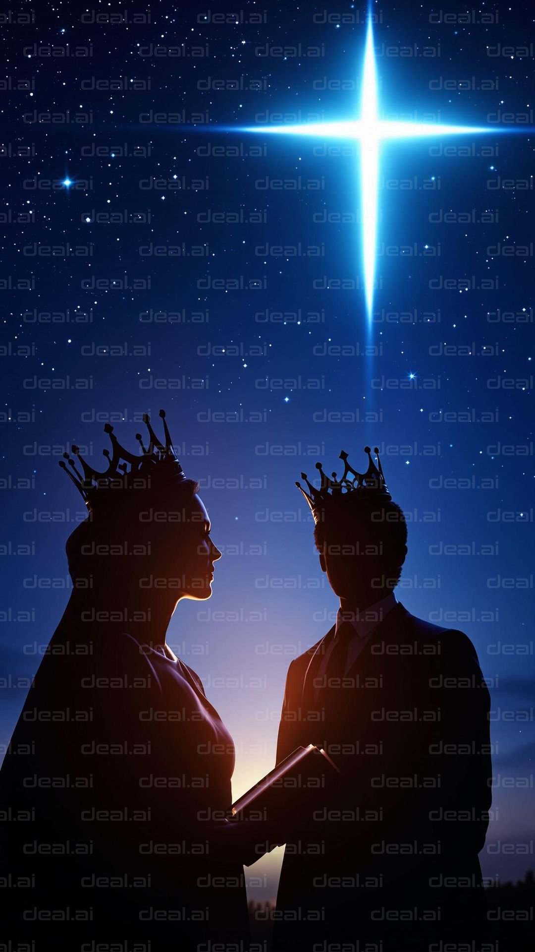 "Royal Silhouettes Under Starlit Sky"