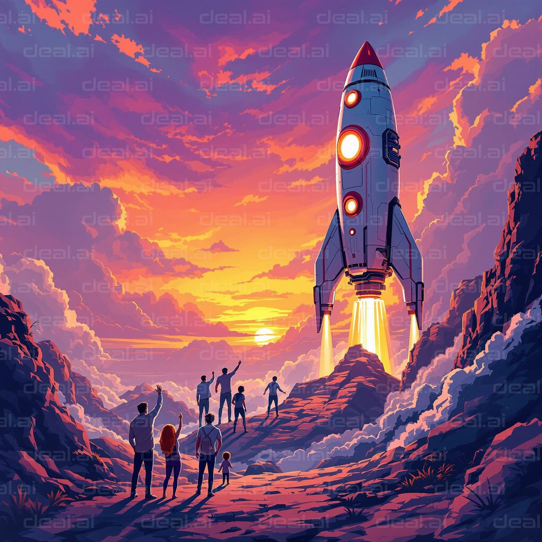 "Rocket Launch at Sunset"