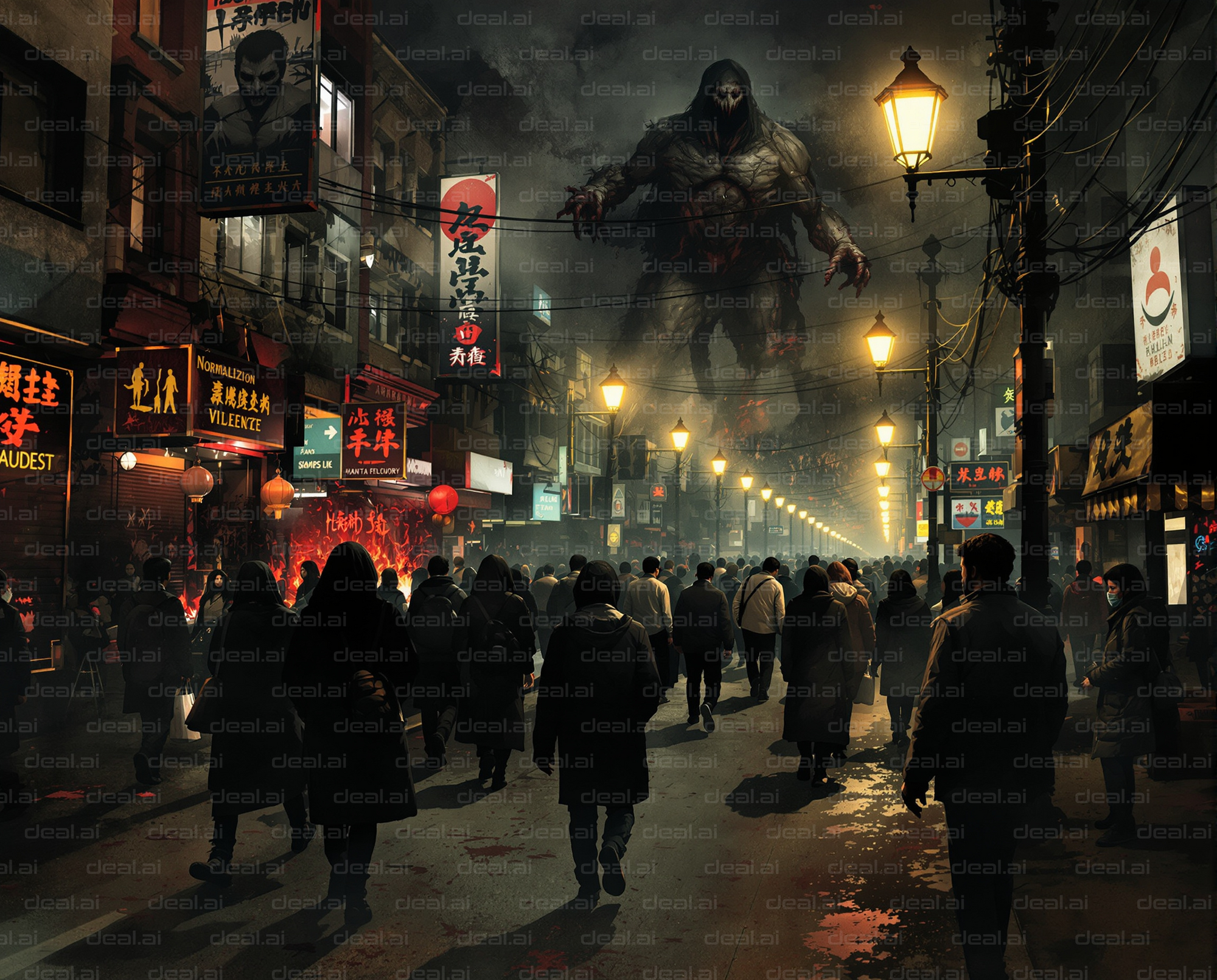 Giant Shadow Looms Over City Crowd