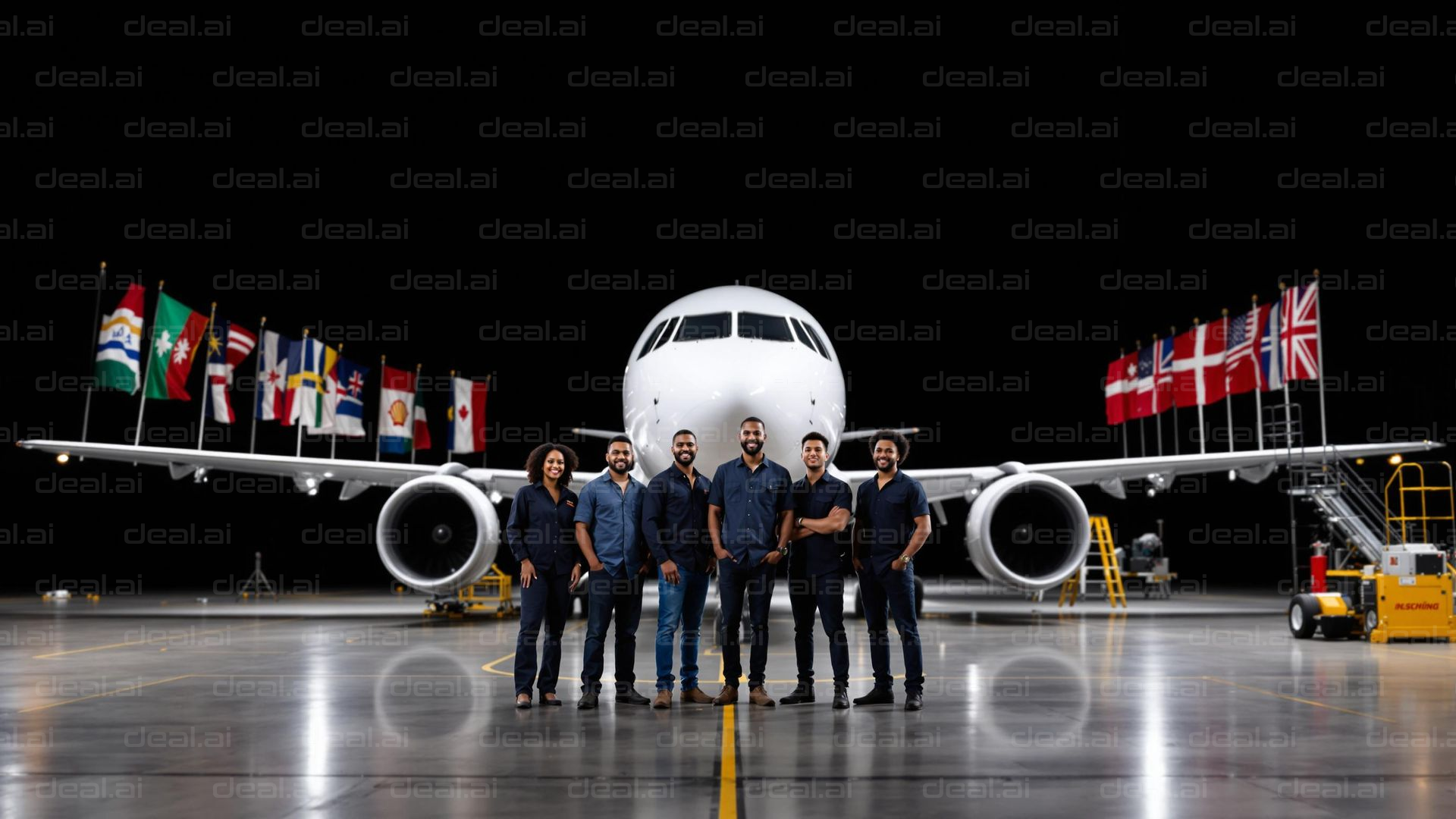 Team in Front of Airplane
