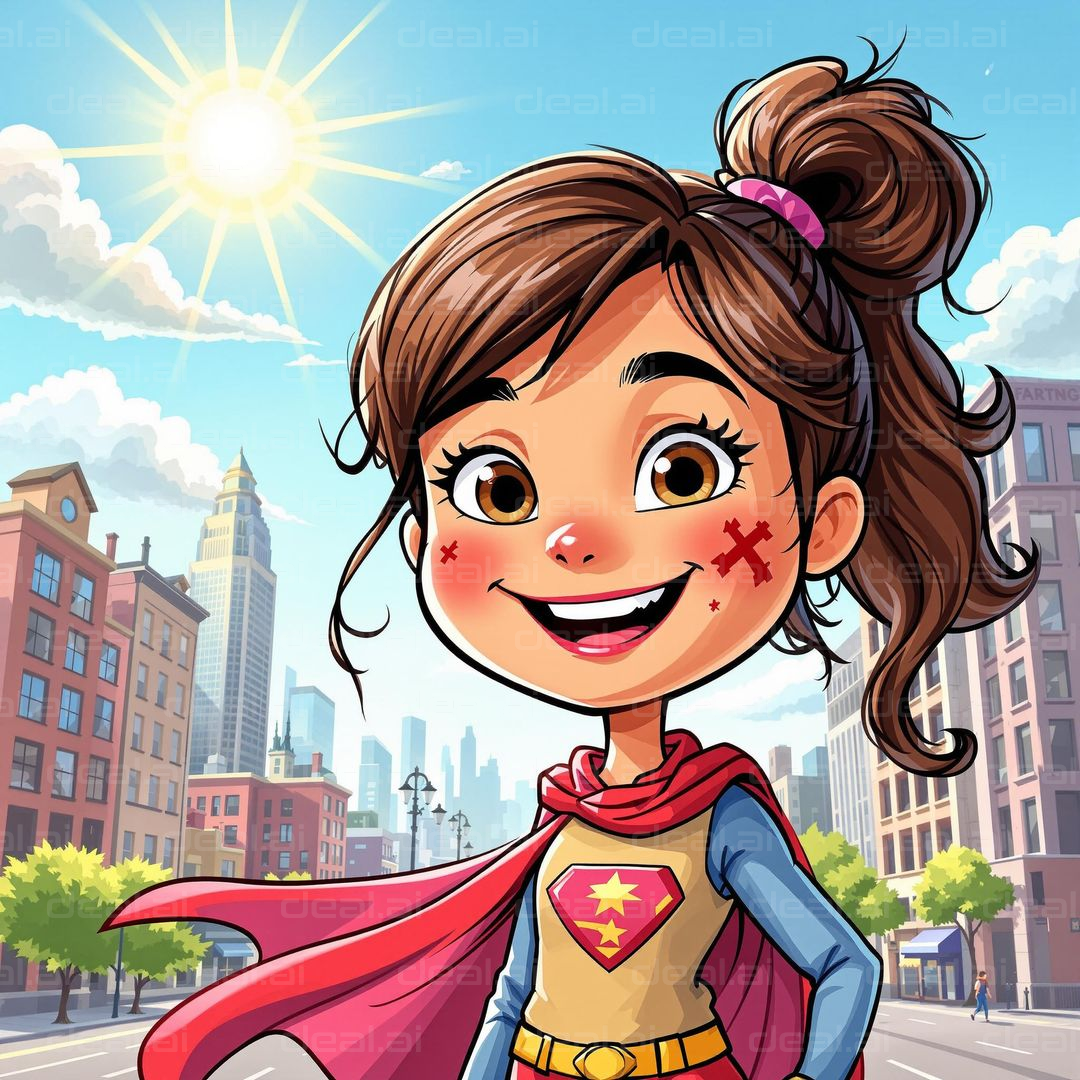 "Superhero Girl in the City Sun"