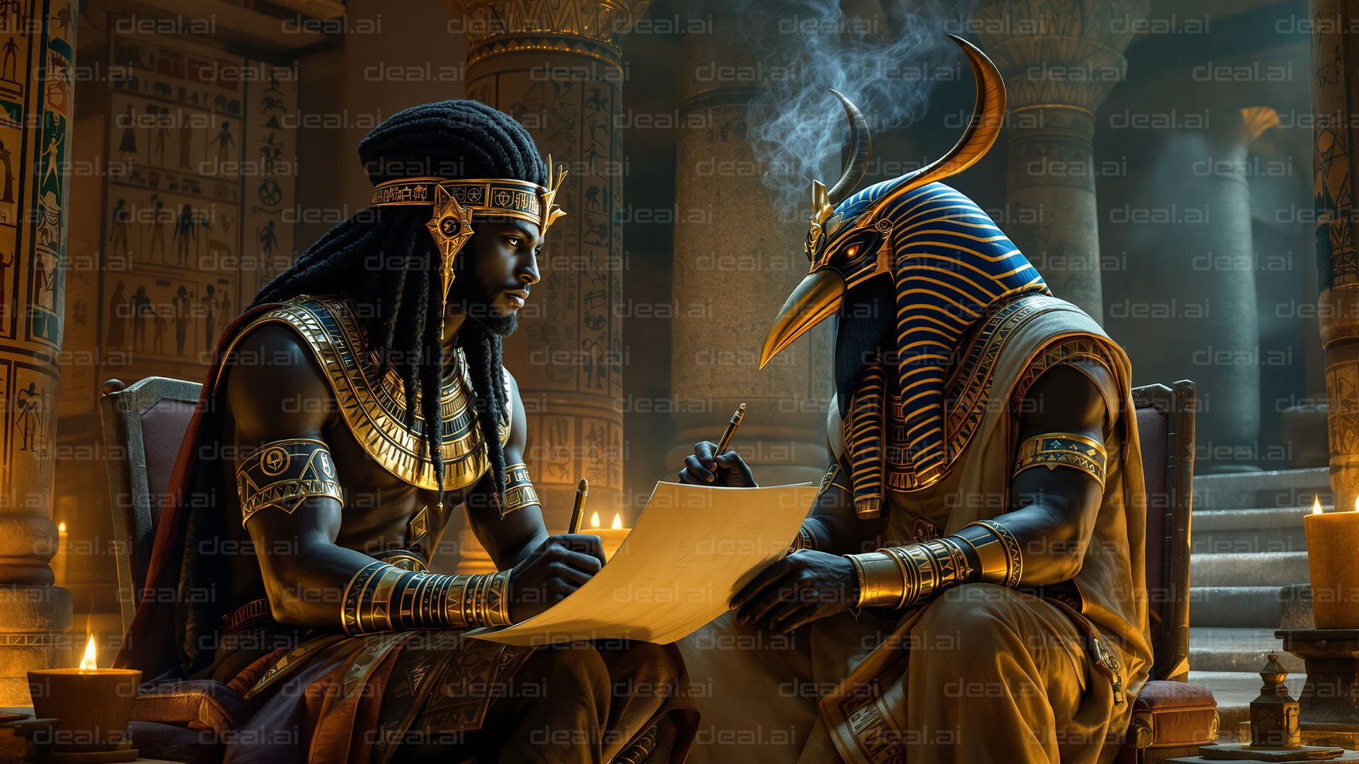 "Ancient Egyptian Scribe Consultation"