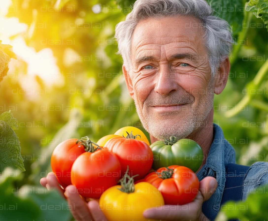 Proud Farmer with Fresh Harvest