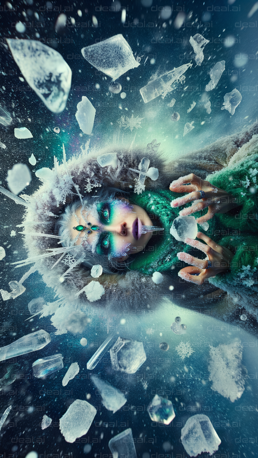 "Ice Queen in Enchanted Winter Realm"